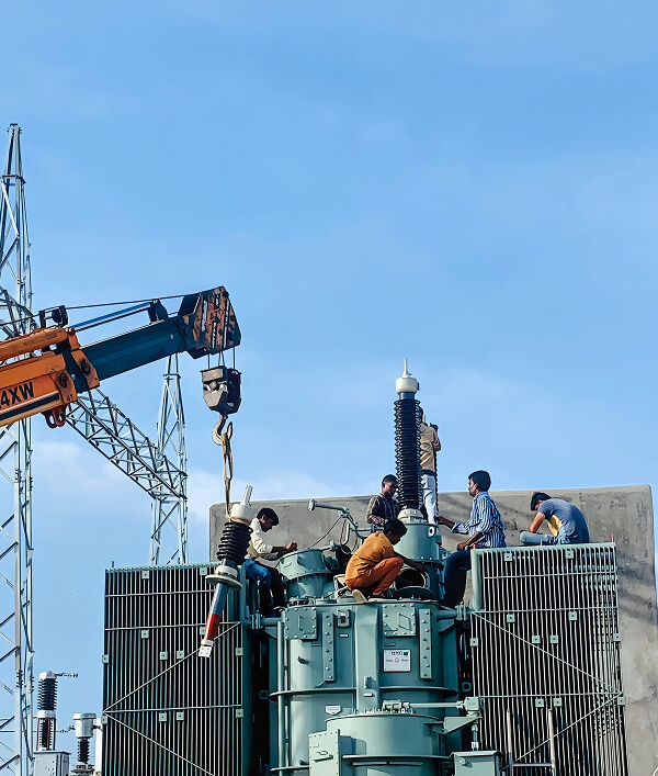 Transformer erection on site