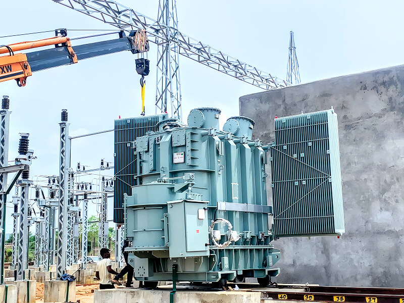 Transformer erection on site
